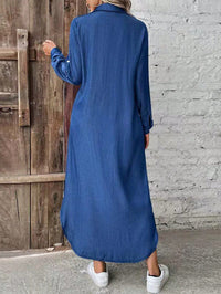 Vestido Camisa Jeans Feminino Midi com Botões – Casual e Versátil