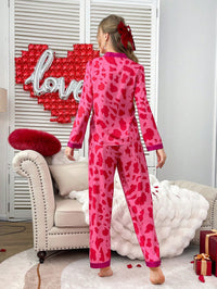 SHEIN Conjunto de Pijama Casual com Recorte em Padrão Abstrato de Cores Contrastantes para Mulheres, Roupas de Outono e Inverno