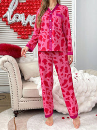 SHEIN Conjunto de Pijama Casual com Recorte em Padrão Abstrato de Cores Contrastantes para Mulheres, Roupas de Outono e Inverno