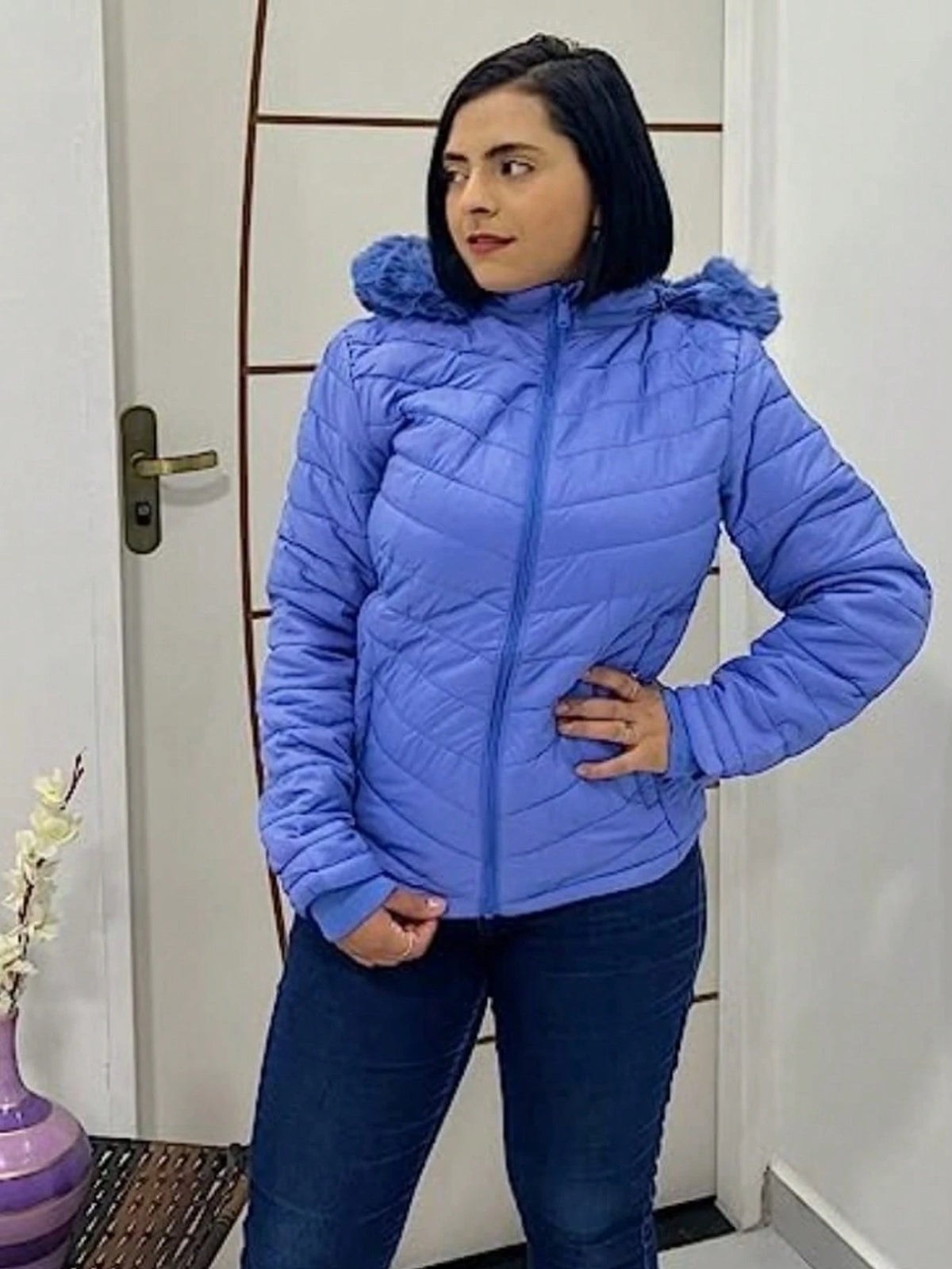 Jaqueta Puffer Bobojaco Forrada Impermeavel Azul