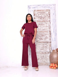 Conjunto Feminino Calça Pantalona E Blusa Moletinho Confortável Tendencia Verão