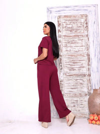 Conjunto Feminino Calça Pantalona E Blusa Moletinho Confortável Tendencia Verão