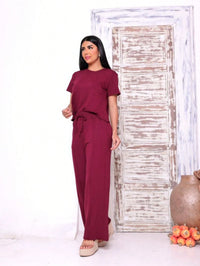 Conjunto Feminino Calça Pantalona E Blusa Moletinho Confortável Tendencia Verão