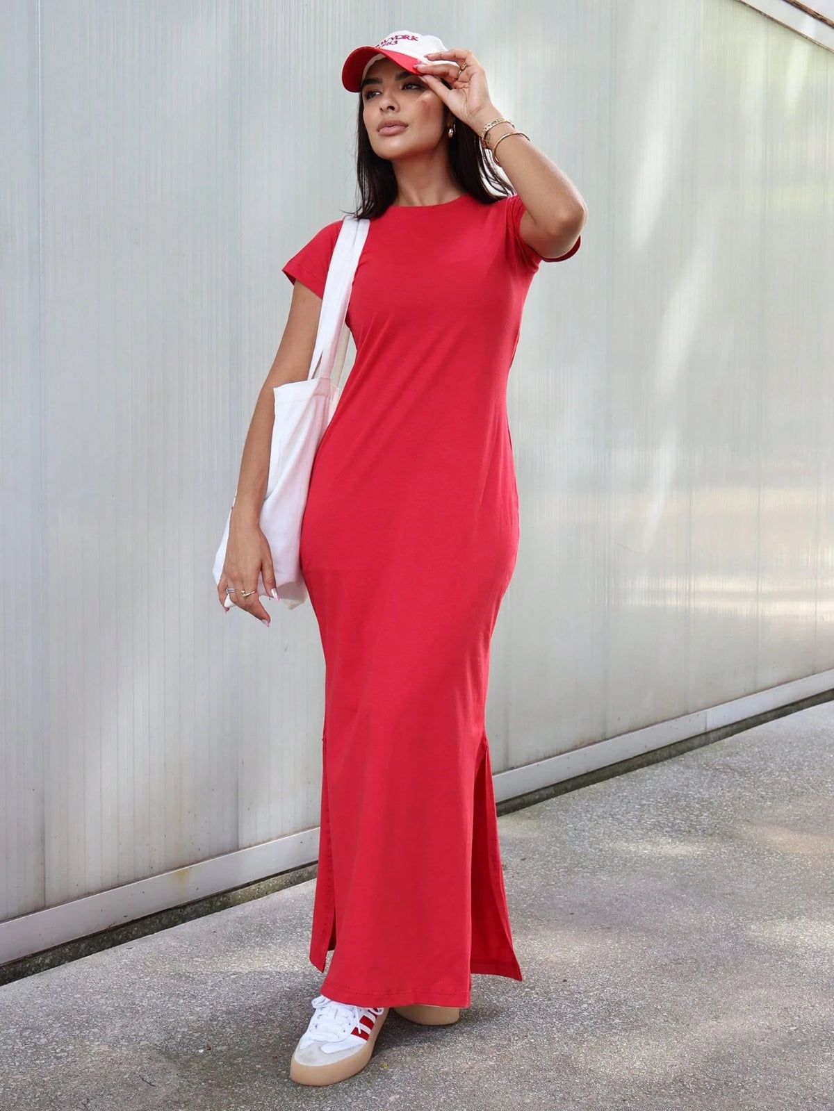 Vendedor IndicadoVestido Longo Feminino Elegante Com Mangas 100% Algodão