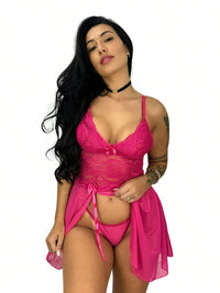 Vendedor Indicadocamisola feminina em tule com detalhes em renda, com fenda lateral