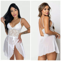 Vendedor Indicadocamisola feminina em tule com detalhes em renda, com fenda lateral