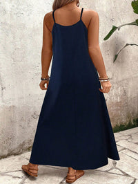 Vestido Longo Azul Estampado com Alças Finas – Toque de Frescor Nelima Moda