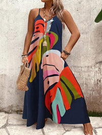 Vestido Longo Azul Estampado com Alças Finas – Toque de Frescor Nelima Moda