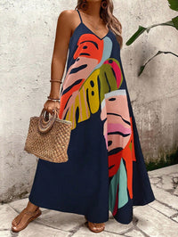 Vestido Longo Azul Estampado com Alças Finas – Toque de Frescor Nelima Moda