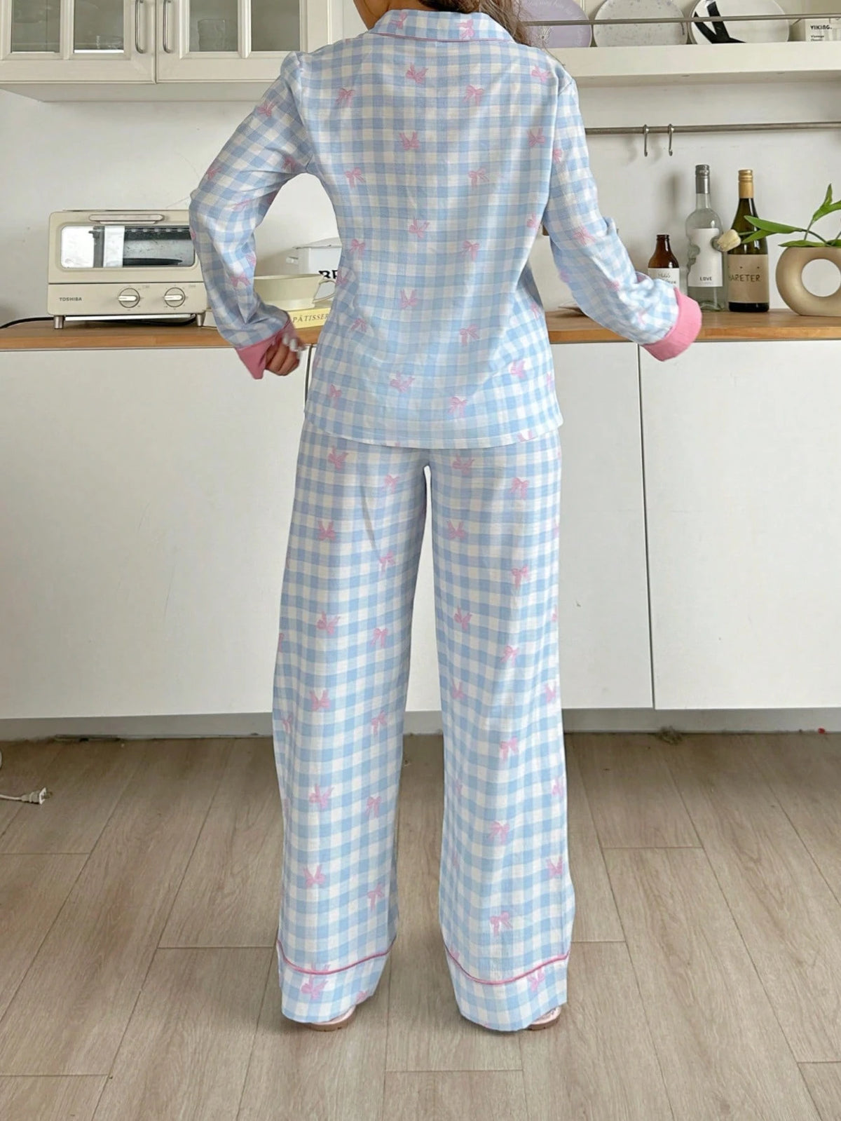 Pijama Xadrez Feminino Manga Longa em Algodão - Nelima