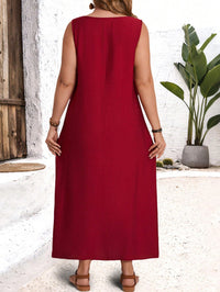 Vestido Longo Plus Size Vermelho com Bolsos – Conforto e Estilo Casual