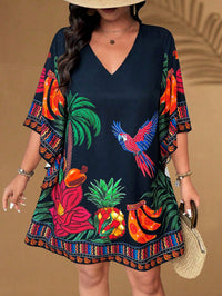 Vestido Curto Plus Size Estampado Tropical – Conforto e Estilo do G ao G4