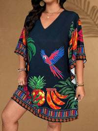 Vestido Curto Plus Size Estampado Tropical – Conforto e Estilo do G ao G4