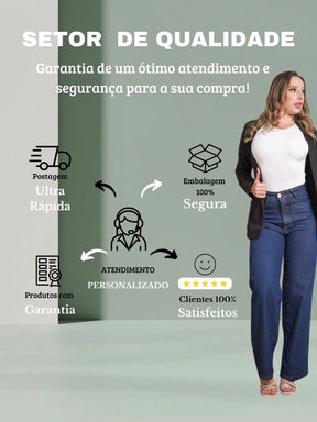 Calça Jeans Feminina Shein Wide Leg 100% Jeans Feminina Tecido Grosso Premium