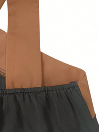 Vestido Casual Confortável de Férias para Mulheres com Decote em V Cruzado, Sem Mangas e Cor Sólida