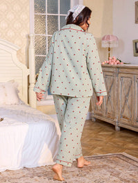 SHEIN Conjunto de Pijama Plus Size Confortável com Estampa de Cereja, Top e Calça