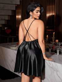 SilkySpell Camisola Sexy e Transparente de Renda e Cetim com Recortes Costas Abertas, Tamanhos Grandes para Mulheres