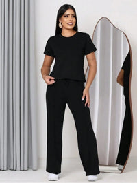 Conjunto Feminino Calça Pantalona E Blusa Moletinho Confortável Tendencia Verão