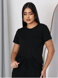 Conjunto Feminino Calça Pantalona E Blusa Moletinho Confortável Tendencia Verão