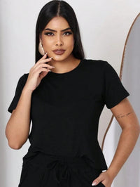 Conjunto Feminino Calça Pantalona E Blusa Moletinho Confortável Tendencia Verão