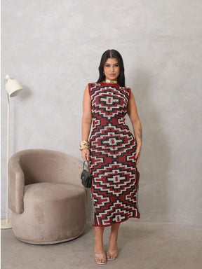 Vestido Tricô Feminino com Fenda Lateral Outono Inverno