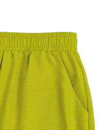 2 peças Conjunto de Regata e Calça Casual Feminino de Cor Sólida, Uso Diário