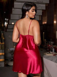 SilkySpell Camisola Sexy de Cetim com Recortes e Padronagem de Renda para Mulheres Plus Size