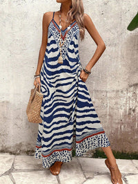 Breezaya Vestido Longo Deslizante Solto Estampa de Onça Feminino, Elegante Roupa de Verão para Férias