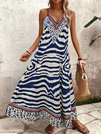 Breezaya Vestido Longo Deslizante Solto Estampa de Onça Feminino, Elegante Roupa de Verão para Férias