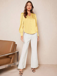 Blusa Acetinada Amarelo em Cetim Feminina | Elegância do PP ao GG