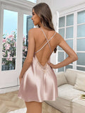 SilkySpell Camisola Sexy com Decote Nas Costas e Detalhe em Renda Sintética de Seda para Mulheres