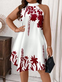 SHEIN Clasi Vestido Elegante de Gola Halter com Estampa Floral em Plus Size, Adequado para o Verão