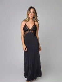 Camisola Longa Feminina em Renda Microfibra Luxo