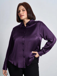 Camisa de Cetim Roxa Plus Size Feminina | Elegância e Conforto do G ao G4