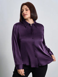 Camisa de Cetim Roxa Plus Size Feminina | Elegância e Conforto do G ao G4