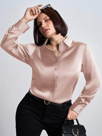 Camisa de Cetim Empoeirado Plus Size Feminina | Sofisticação e Conforto do G ao G4