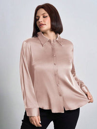 Camisa de Cetim Empoeirado Plus Size Feminina | Sofisticação e Conforto do G ao G4