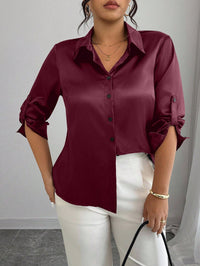 Camisa de Cetim Vinho Plus Size Feminina | Elegância e Conforto do G ao G4