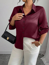 Camisa de Cetim Vinho Plus Size Feminina | Elegância e Conforto do G ao G4
