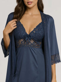 Camisola Sensual Acabamento Em Renda + Robe em Microfibra com Renda PAULA.