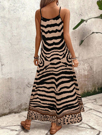 Breezaya Vestido Longo Deslizante Solto Estampa de Onça Feminino, Elegante Roupa de Verão para Férias