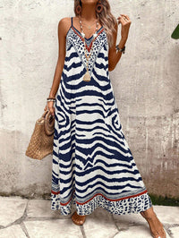 Breezaya Vestido Longo Deslizante Solto Estampa de Onça Feminino, Elegante Roupa de Verão para Férias