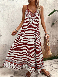 Breezaya Vestido Longo Deslizante Solto Estampa de Onça Feminino, Elegante Roupa de Verão para Férias