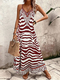 Breezaya Vestido Longo Deslizante Solto Estampa de Onça Feminino, Elegante Roupa de Verão para Férias