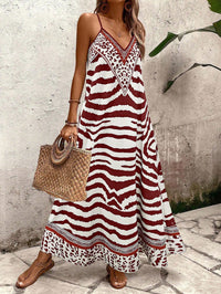 Breezaya Vestido Longo Deslizante Solto Estampa de Onça Feminino, Elegante Roupa de Verão para Férias