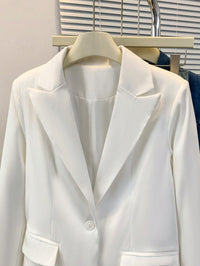 Blazer Feminino Sólido com Lapela Entalhada e Bolsos – Jaqueta de Escritório com Manga Longa e Botões na Frente, Casaco Casual de Negócios para Trabalho, Casa, Primavera, Verão, Outono, Inverno