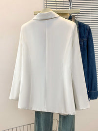 Blazer Feminino Sólido com Lapela Entalhada e Bolsos – Jaqueta de Escritório com Manga Longa e Botões na Frente, Casaco Casual de Negócios para Trabalho, Casa, Primavera, Verão, Outono, Inverno