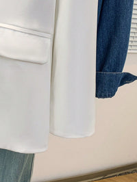 Blazer Feminino Sólido com Lapela Entalhada e Bolsos – Jaqueta de Escritório com Manga Longa e Botões na Frente, Casaco Casual de Negócios para Trabalho, Casa, Primavera, Verão, Outono, Inverno