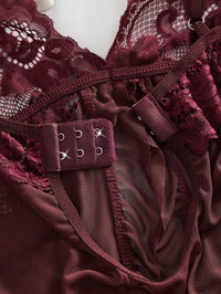 2 Peças Conjunto de Lingerie Camiseta e Renda Decote em V Plus Size para Mulheres, Roupa Íntima Sexy para o Dia a Dia, Natal