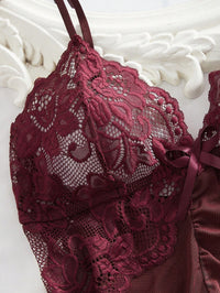 2 Peças Conjunto de Lingerie Camiseta e Renda Decote em V Plus Size para Mulheres, Roupa Íntima Sexy para o Dia a Dia, Natal